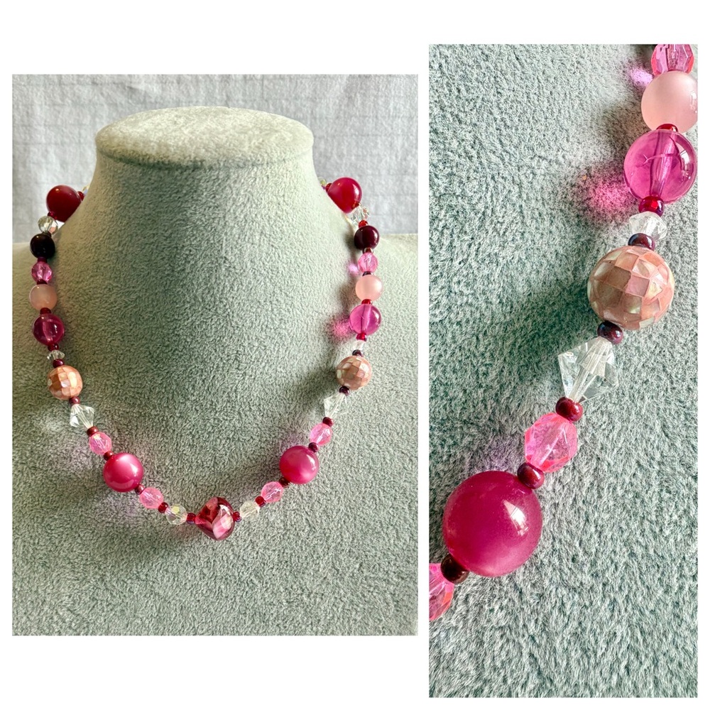 Shades of Pink Beaded Stretch Choker Necklace